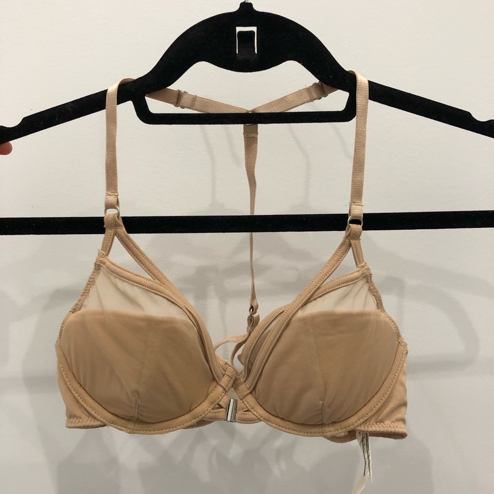 Topshop Strappy Mesh Nude Bralette (32B) New w Tag
